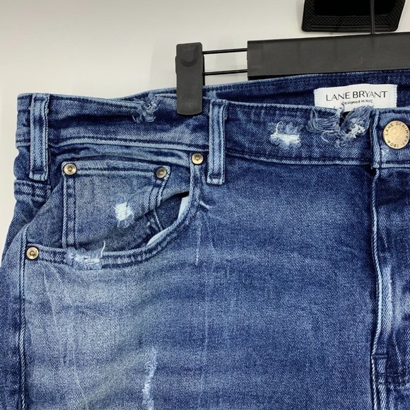 Lane Bryant Jeans Blue Distressed Denim Straight - Picture 3 of 9